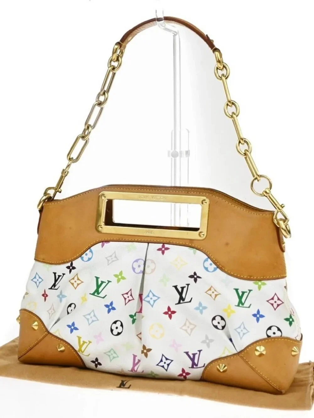 LOUIS VUITTON Judy MM 2Way Chain Hand Bag Monogram Multi White